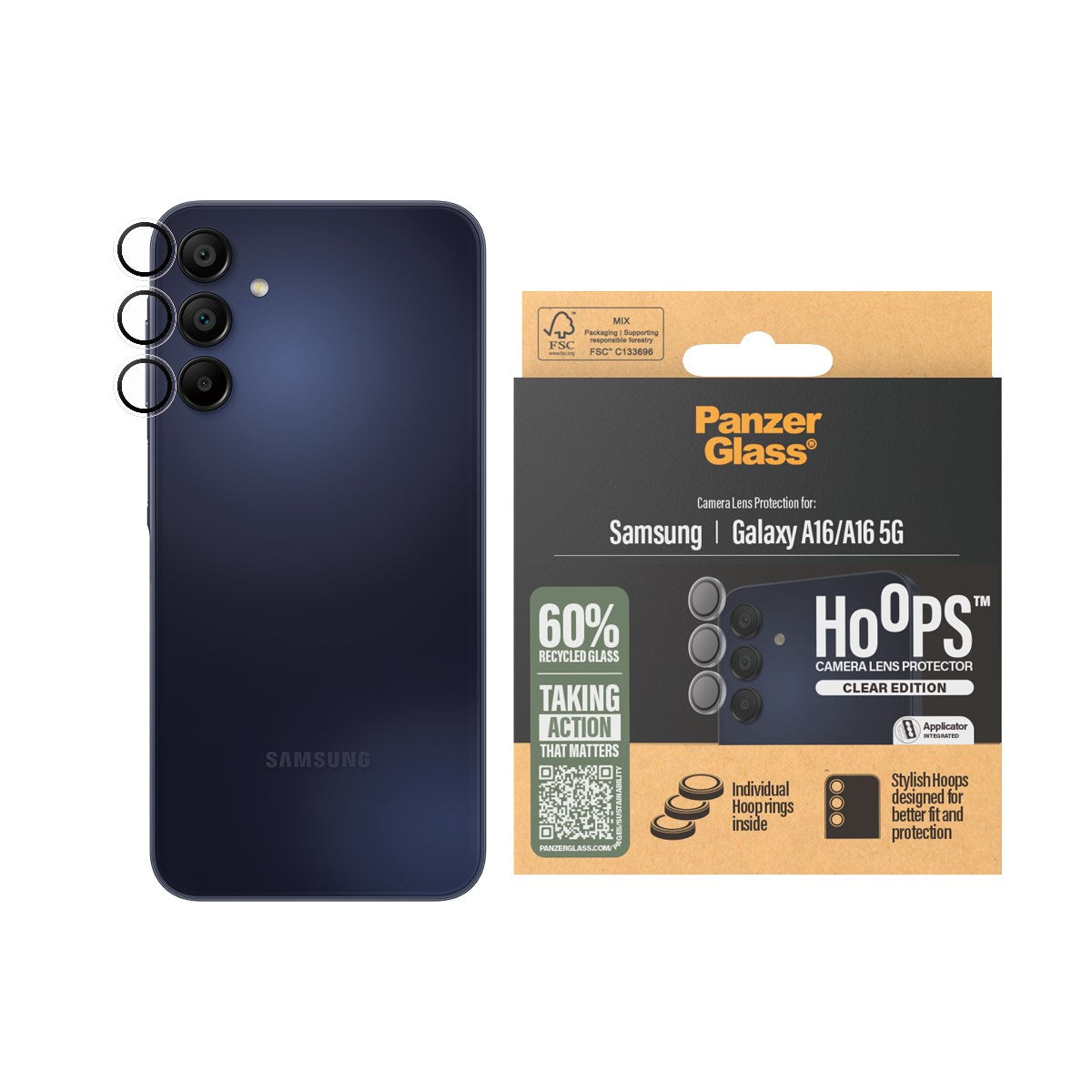 PanzerGlass® Hoops® Kameralinsebeskytter Transparent Samsung Galaxy A16 | A16 5G
